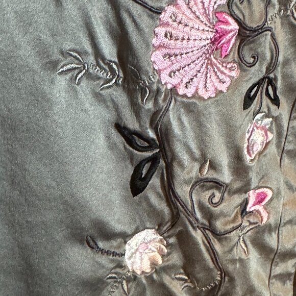 Kensie Silk Blouse Top SIlver Size 12 L - Picture 2 of 11